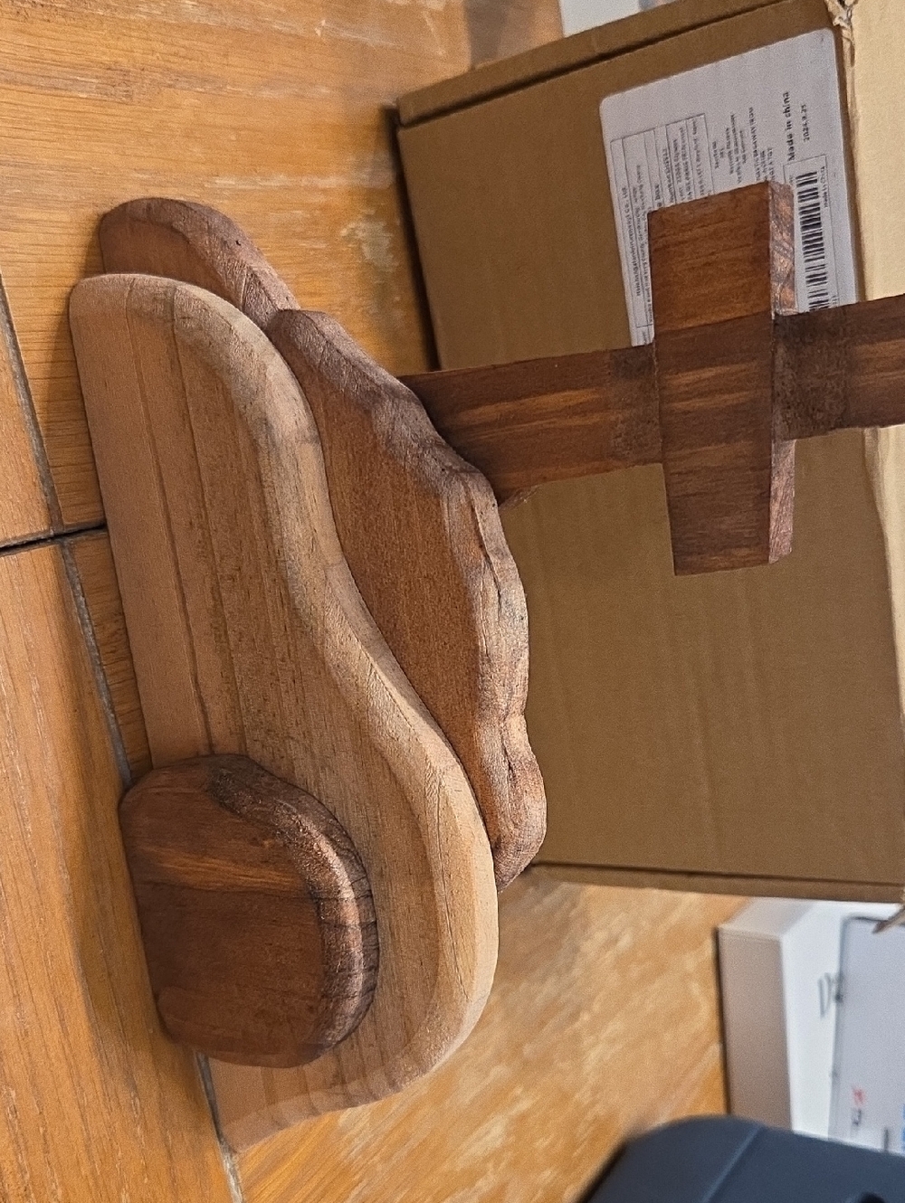 Handmade Brown Wood Wall Cross Decor - Rustic Home Accent